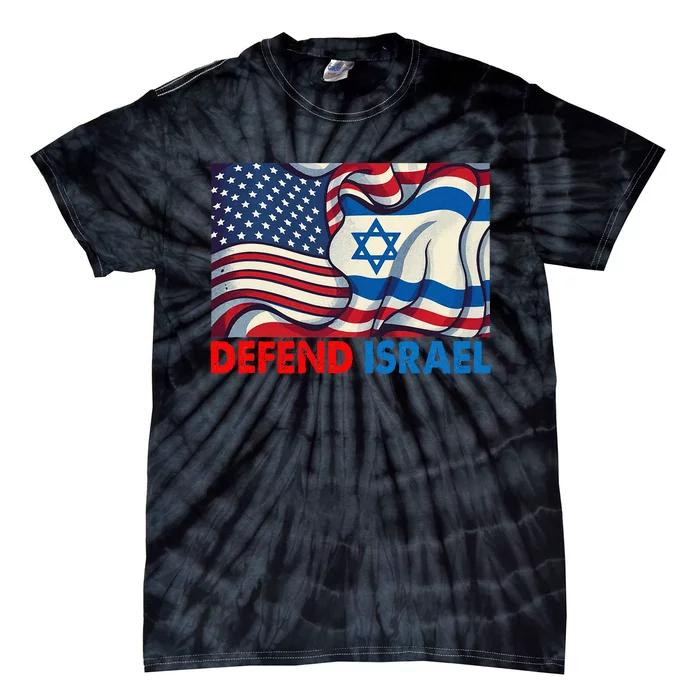 Defend Israel Vintage American Israeli Flag Tie-Dye T-Shirt