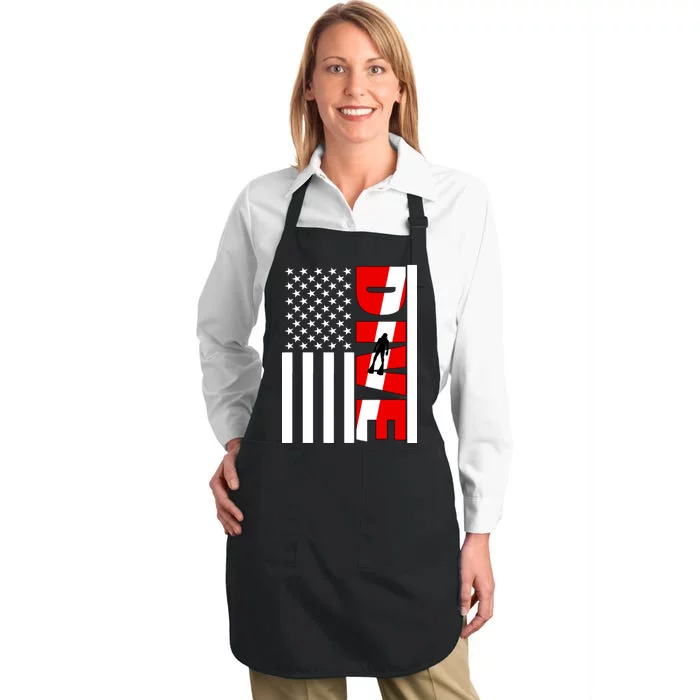 Diver American Flag Full-Length Apron With Pocket