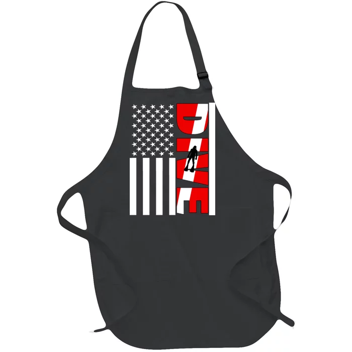 Diver American Flag Full-Length Apron With Pocket