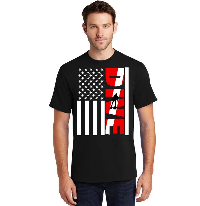 Diver American Flag Tall T-Shirt