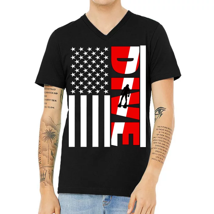 Diver American Flag V-Neck T-Shirt