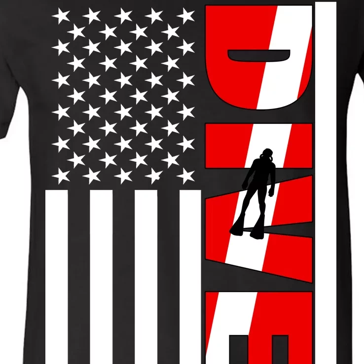 Diver American Flag V-Neck T-Shirt