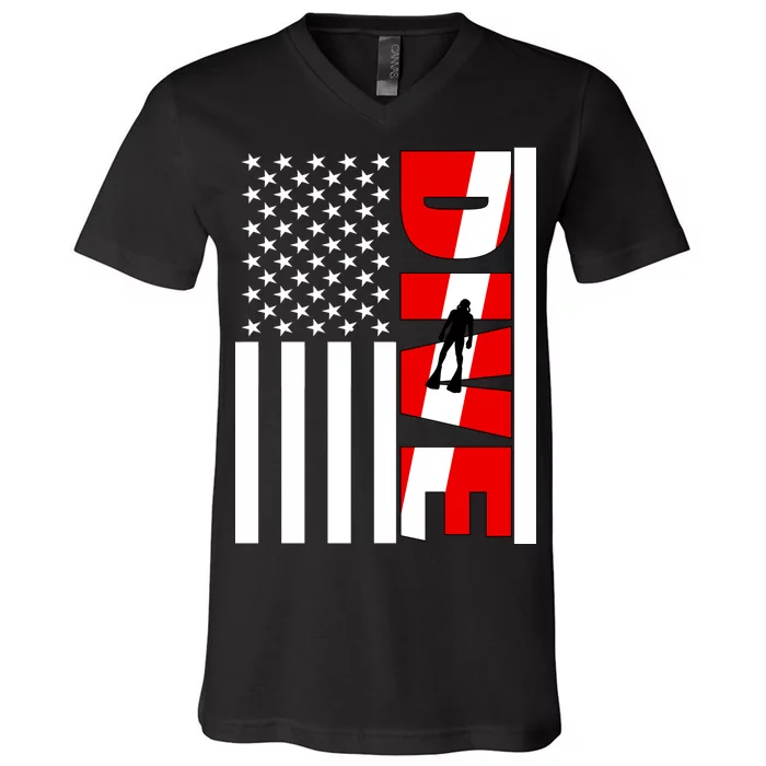 Diver American Flag V-Neck T-Shirt