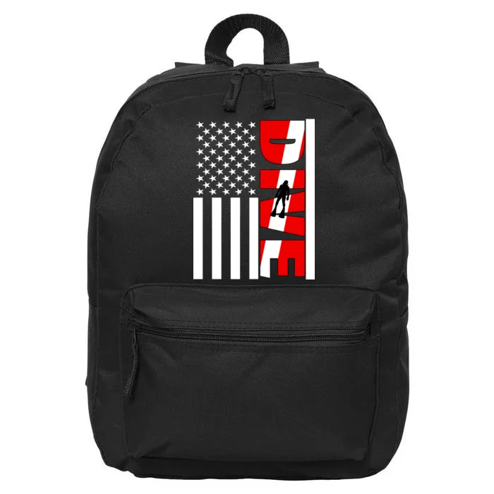 Diver American Flag 16 in Basic Backpack