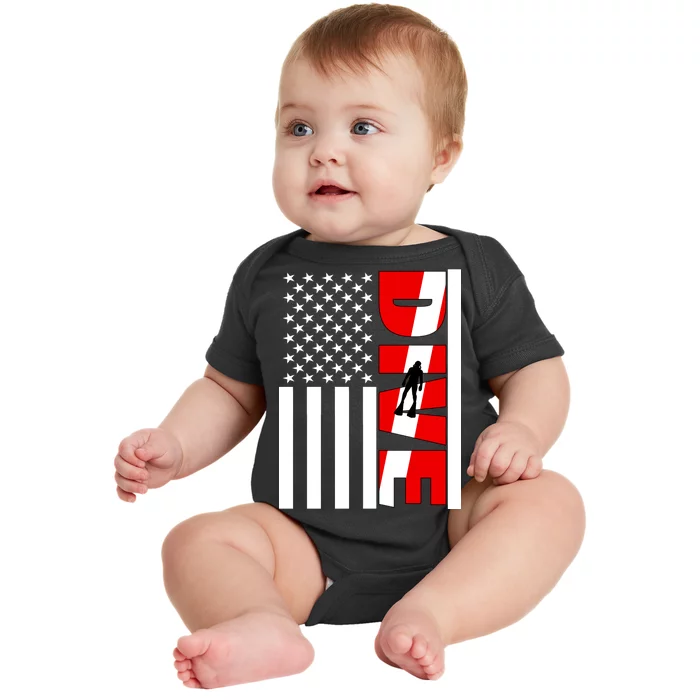 Diver American Flag Baby Bodysuit