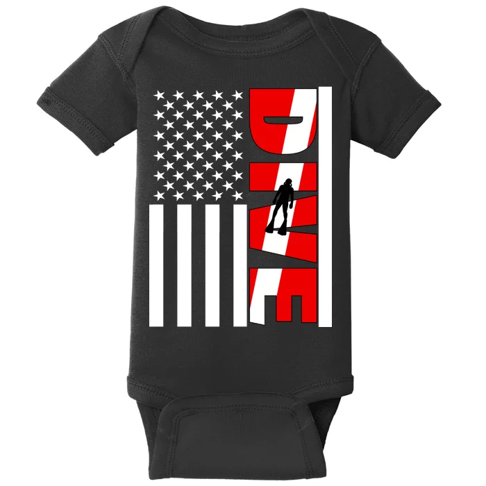 Diver American Flag Baby Bodysuit