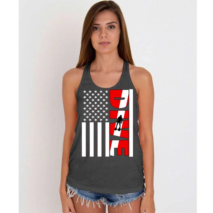 Diver American Flag Women's Knotted Racerback Tank