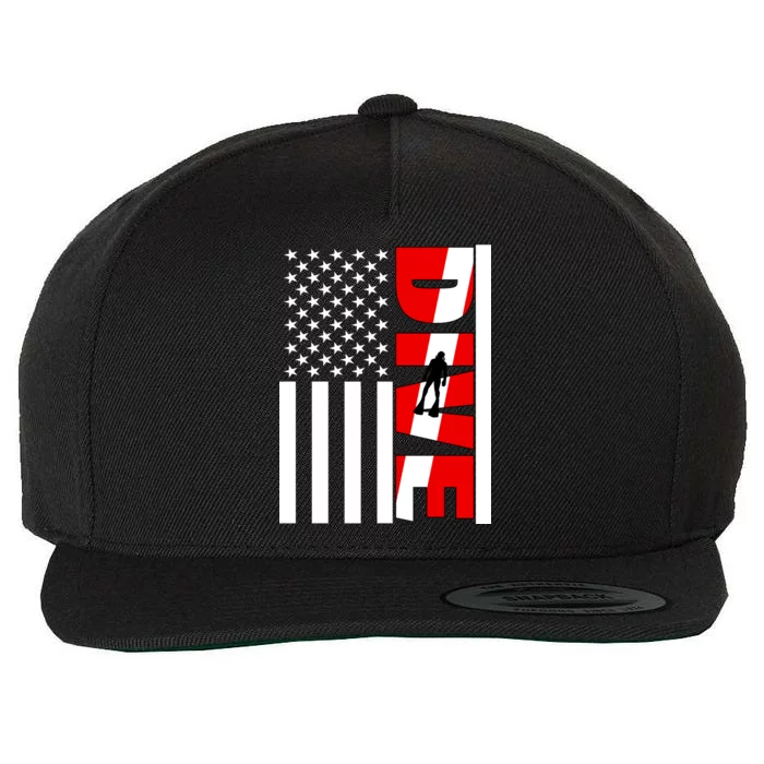 Diver American Flag Wool Snapback Cap