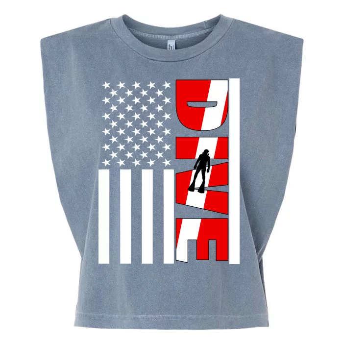 Diver American Flag Garment-Dyed Women's Muscle Tee