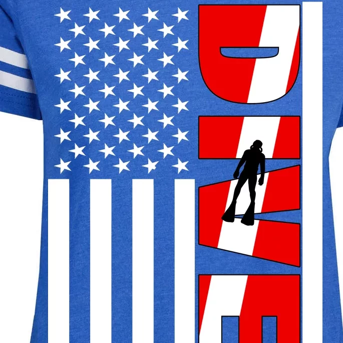 Diver American Flag Enza Ladies Jersey Football T-Shirt