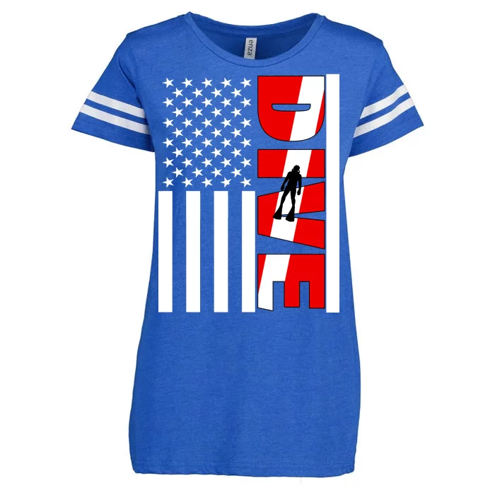 Diver American Flag Enza Ladies Jersey Football T-Shirt