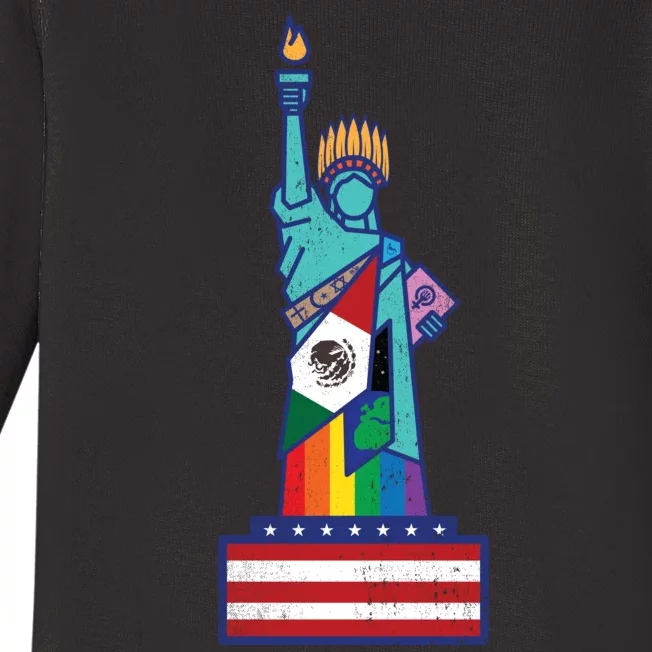 Diverse Statue Of Liberty Baby Long Sleeve Bodysuit