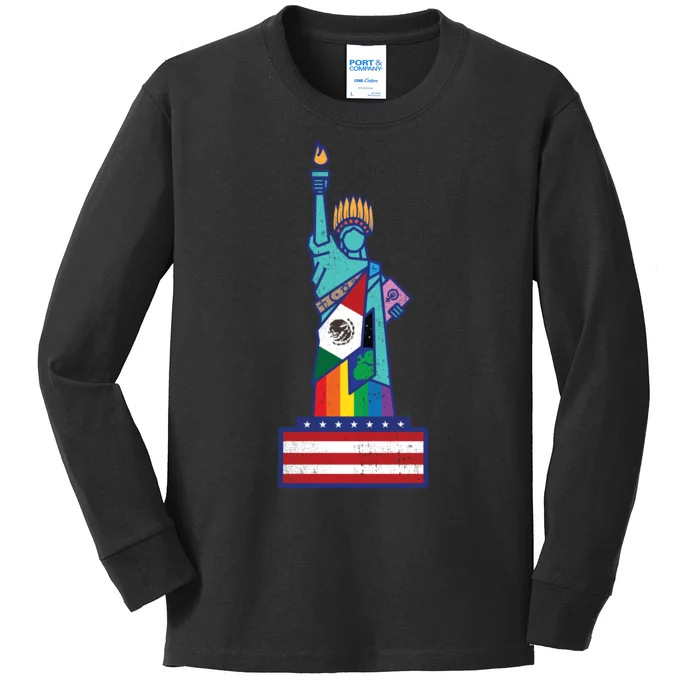 Diverse Statue Of Liberty Kids Long Sleeve Shirt