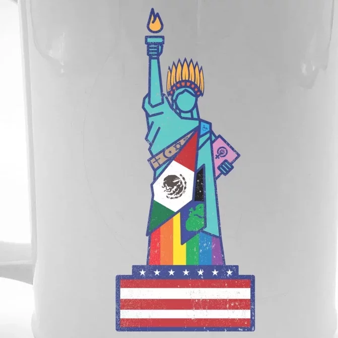 Diverse Statue Of Liberty Front & Back Beer Stein