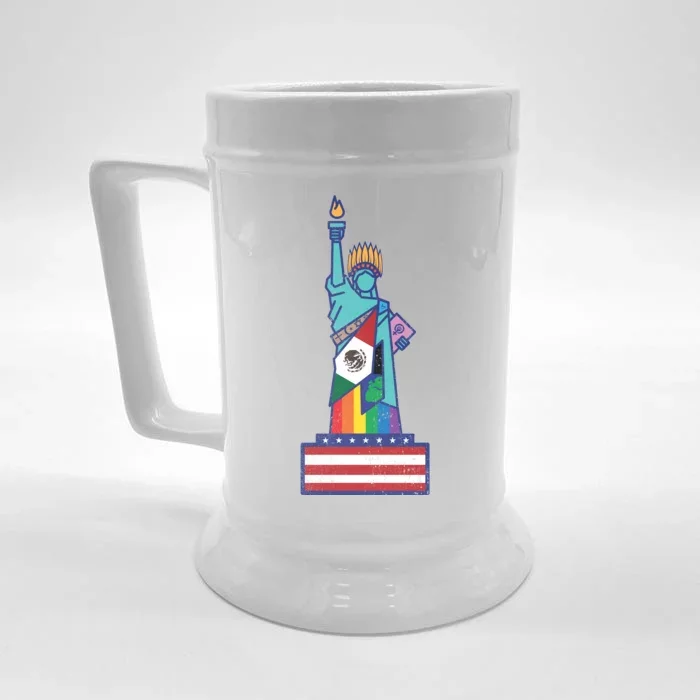 Diverse Statue Of Liberty Front & Back Beer Stein