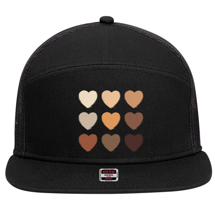 Diversity Skintones Hearts 7 Panel Mesh Trucker Snapback Hat