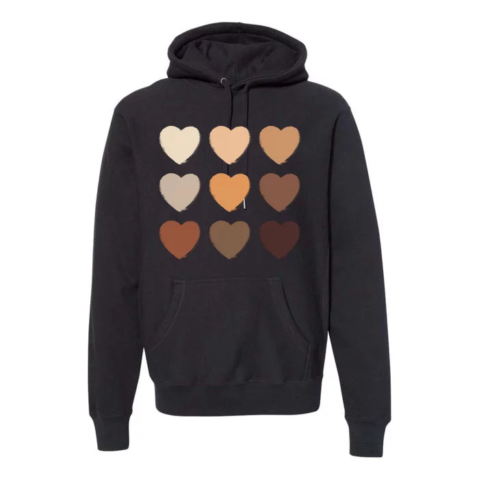 Diversity Skintones Hearts Premium Hoodie