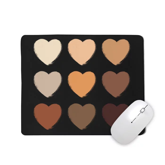 Diversity Skintones Hearts Mousepad