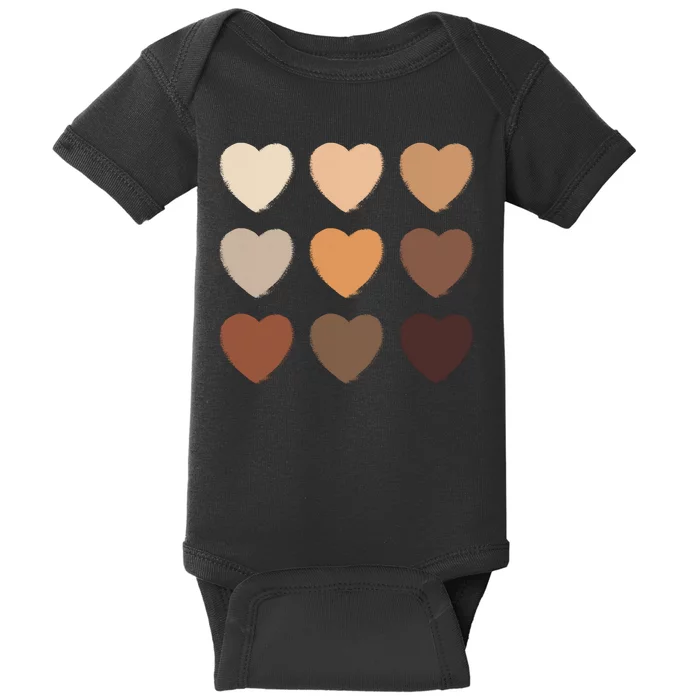 Diversity Skintones Hearts Baby Bodysuit