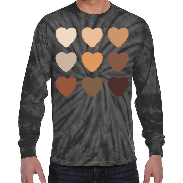 Diversity Skintones Hearts Tie-Dye Long Sleeve Shirt