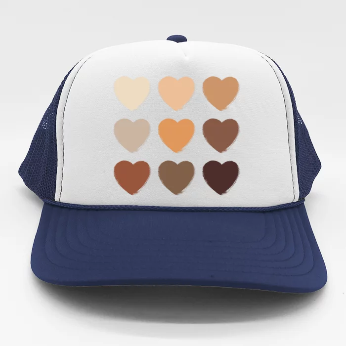 Diversity Skintones Hearts Trucker Hat