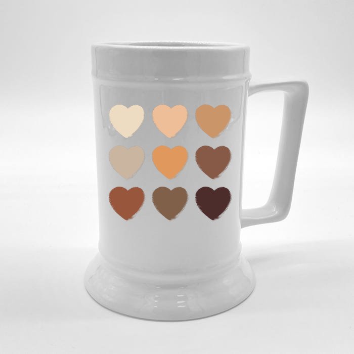 Diversity Skintones Hearts Front & Back Beer Stein