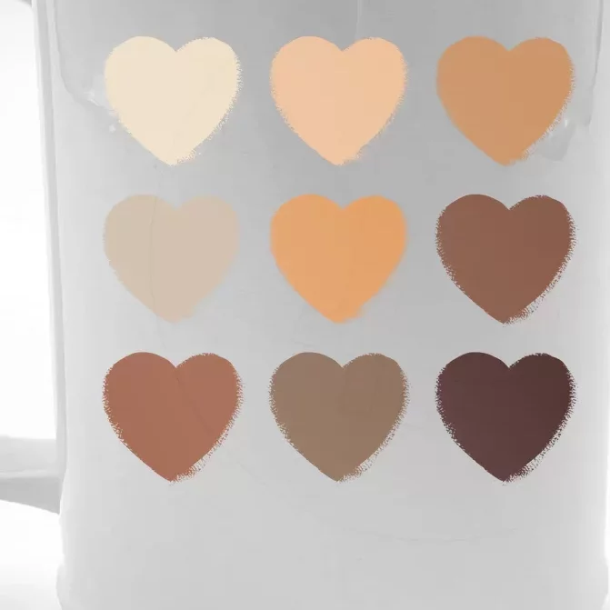 Diversity Skintones Hearts Front & Back Beer Stein