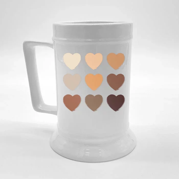 Diversity Skintones Hearts Front & Back Beer Stein