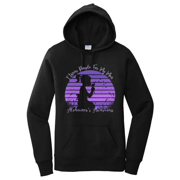 Dandelion I Wear Purple For My Mom Alzheimers Awareness Women's Pullover Hoodie