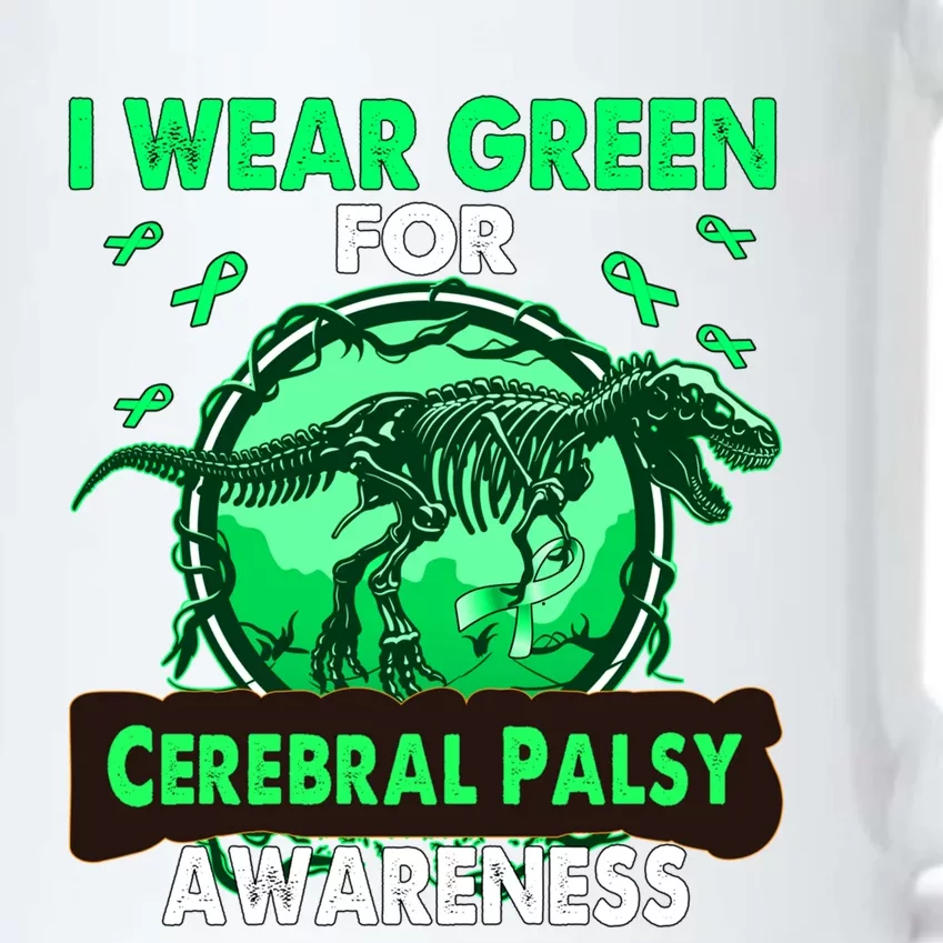 Dinosaur I Wear Green For Cerebral Palsy Awareness Gift Black Color Changing Mug