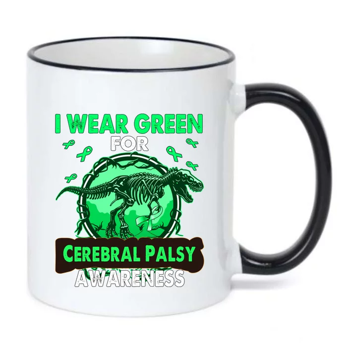 Dinosaur I Wear Green For Cerebral Palsy Awareness Gift Black Color Changing Mug