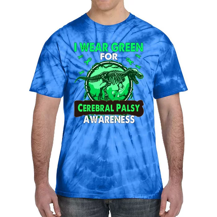 Dinosaur I Wear Green For Cerebral Palsy Awareness Gift Tie-Dye T-Shirt