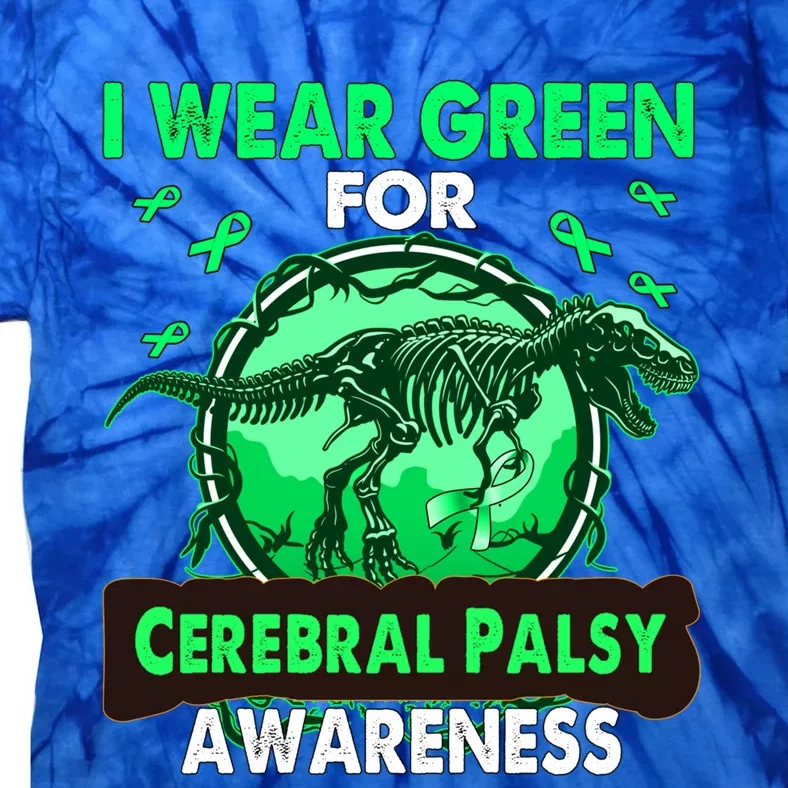 Dinosaur I Wear Green For Cerebral Palsy Awareness Gift Tie-Dye T-Shirt