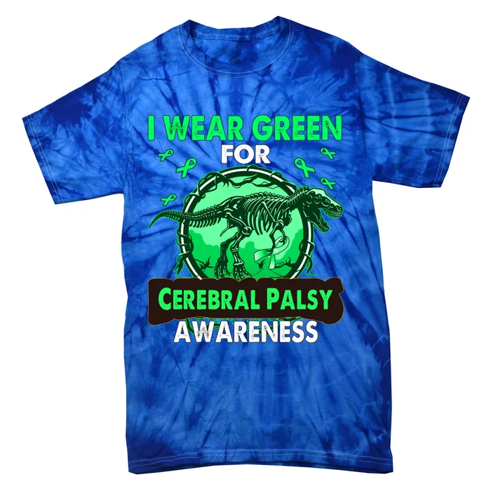 Dinosaur I Wear Green For Cerebral Palsy Awareness Gift Tie-Dye T-Shirt