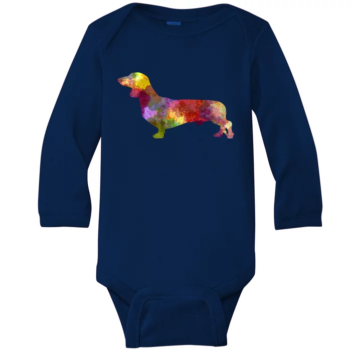 Dachshund In Watercolor Baby Long Sleeve Bodysuit