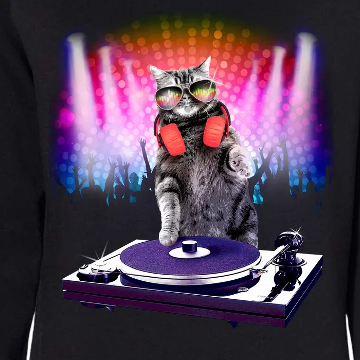 DJ Cat Turntable Mixer Womens California Wash Sweatshirt