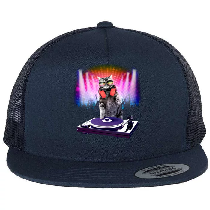 DJ Cat Turntable Mixer Flat Bill Trucker Hat