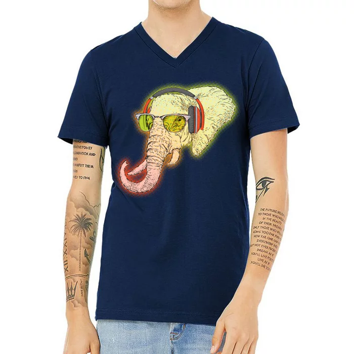 DJ Elephant V-Neck T-Shirt