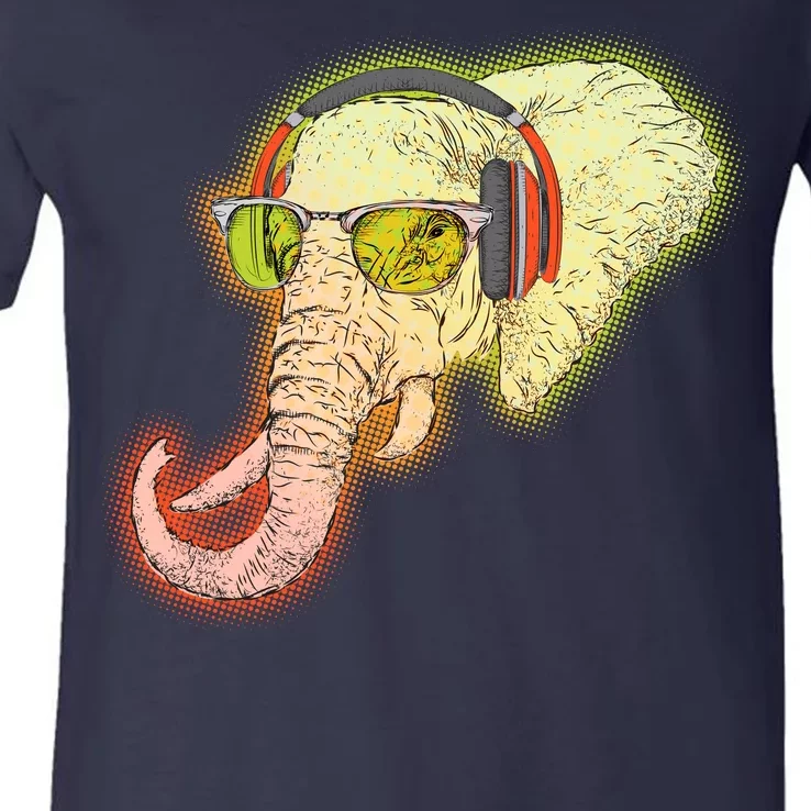 DJ Elephant V-Neck T-Shirt