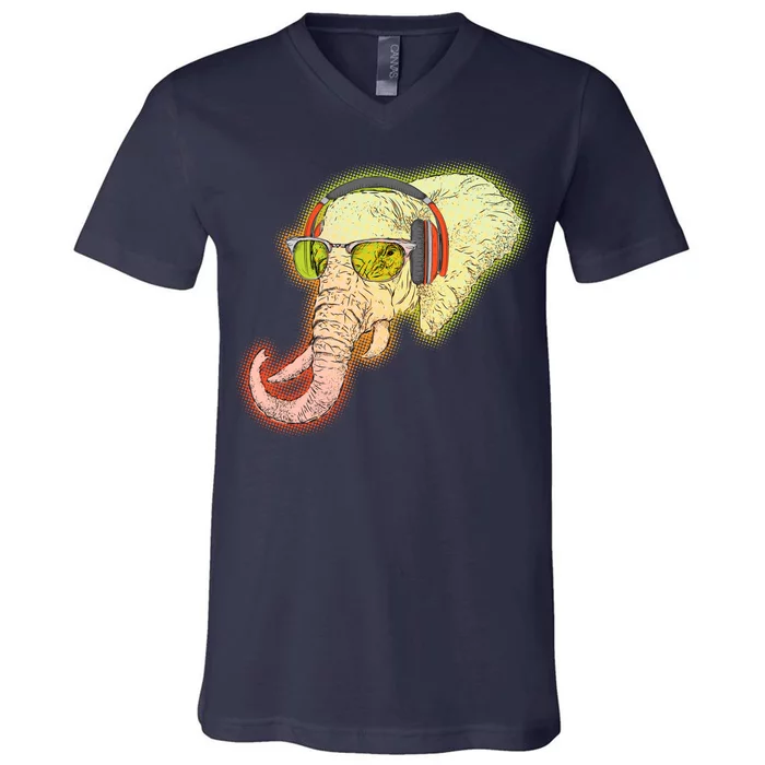 DJ Elephant V-Neck T-Shirt