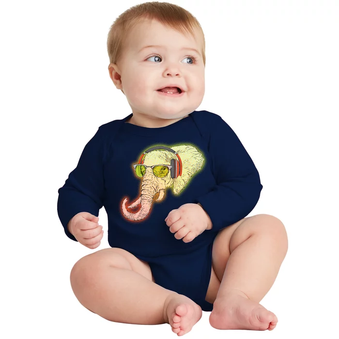 DJ Elephant Baby Long Sleeve Bodysuit