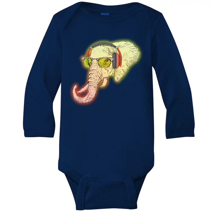 DJ Elephant Baby Long Sleeve Bodysuit