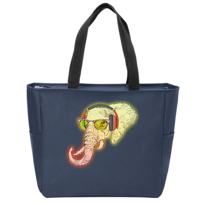 DJ Elephant Zip Tote Bag