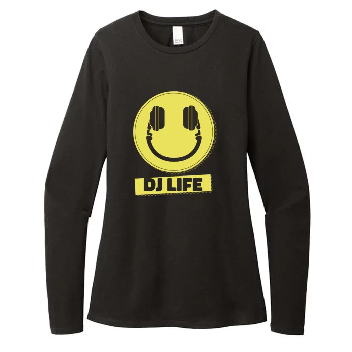 Dj Life Smiley Face Womens CVC Long Sleeve Shirt