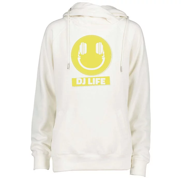 Dj Life Smiley Face Womens Funnel Neck Pullover Hood