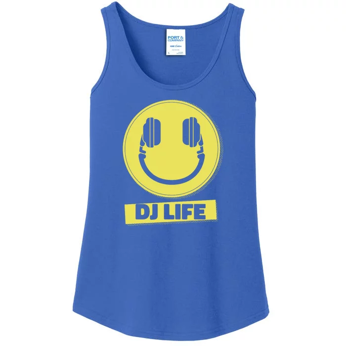 Dj Life Smiley Face Ladies Essential Tank