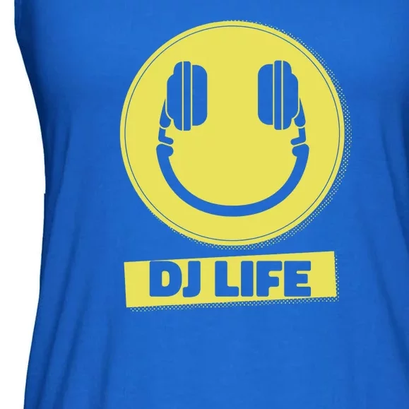 Dj Life Smiley Face Ladies Essential Flowy Tank