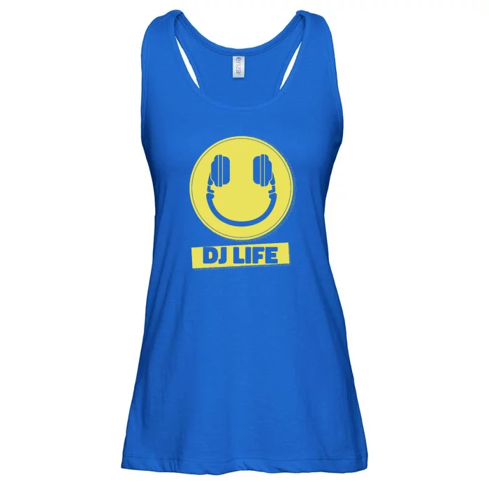 Dj Life Smiley Face Ladies Essential Flowy Tank