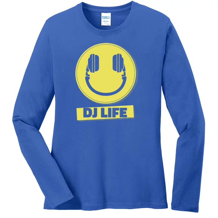 Dj Life Smiley Face Ladies Long Sleeve Shirt