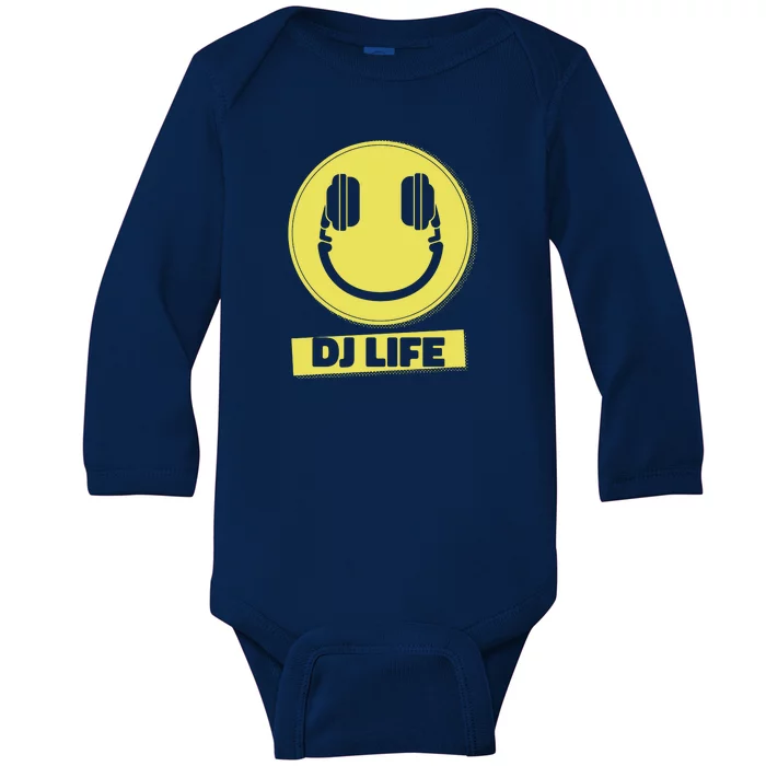 Dj Life Smiley Face Baby Long Sleeve Bodysuit